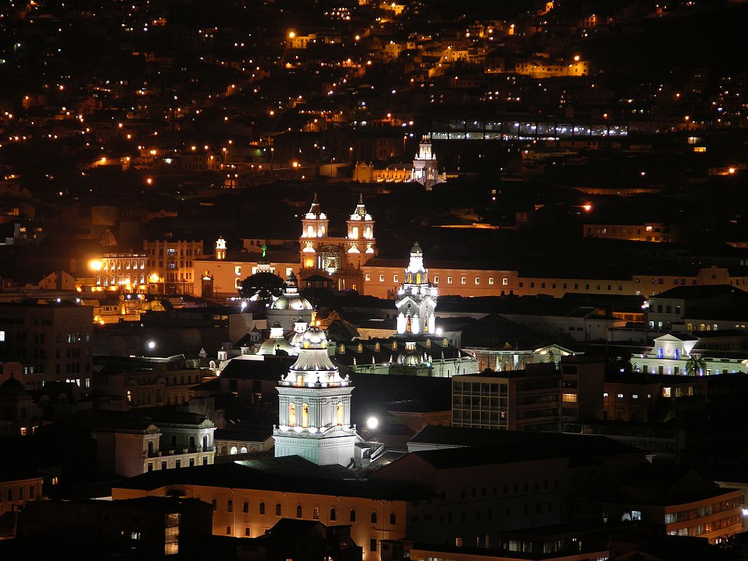 Ecuador Quito 07-07 Old Quito Cafe Mosaico Sunset View Of Plaza Grande and San Francisco